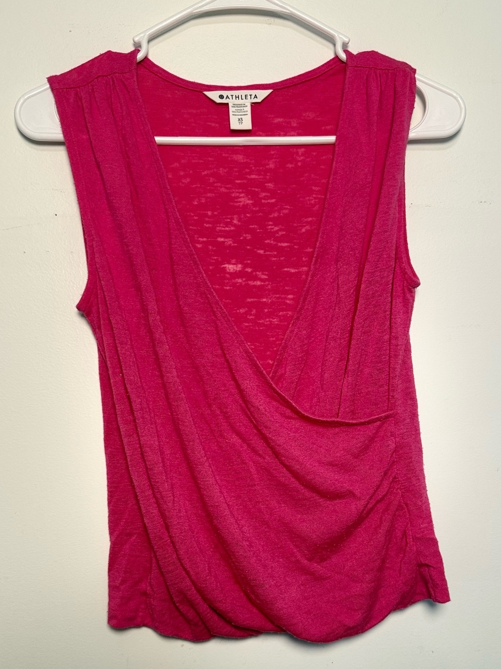 Athleta Fuchsia Pink Draped Surplice Tank Top